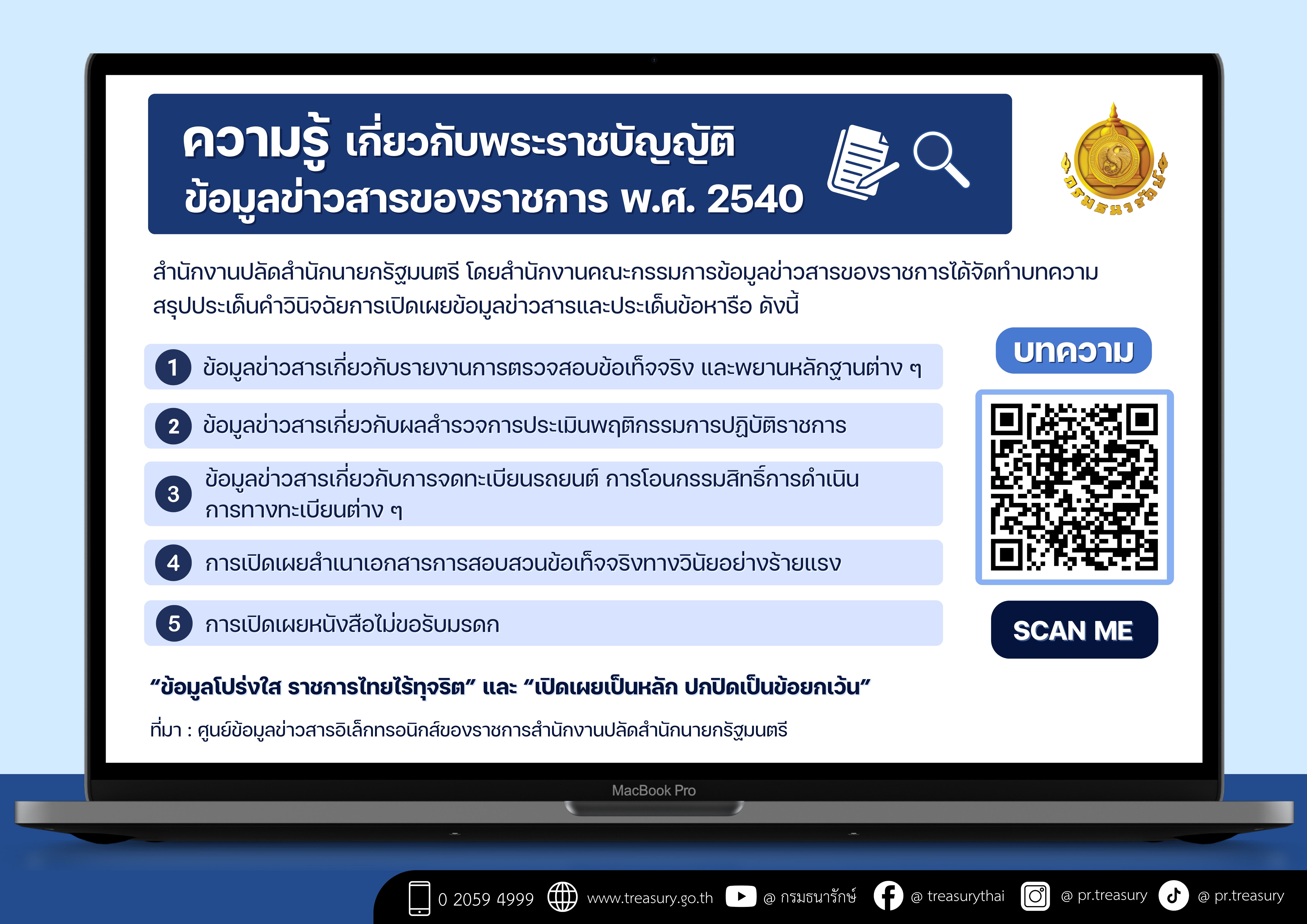 📣 กรมธนารักษ์บอกต่อ...บทความ 5 เรื่อง ให้ความรู้เกี่ยวกับพระราชบัญญัติข้อมูลข่าวสารของราชการ พ.ศ. 2540 (EP.2)