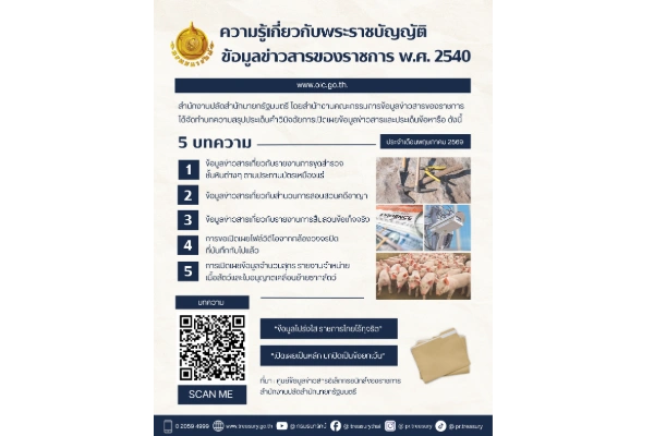 📣 กรมธนารักษ์บอกต่อ...บทความ 5 เรื่อง ให้ความรู้เกี่ยวกับพระราชบัญญัติข้อมูลข่าวสารของราชการ พ.ศ. 2540 (EP.4)