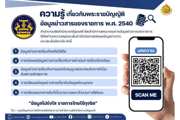 📣 กรมธนารักษ์บอกต่อ...บทความ 5 เรื่อง ให้ความรู้เกี่ยวกับพระราชบัญญัติข้อมูลข่าวสารของราชการ พ.ศ. 2540 (EP.1)